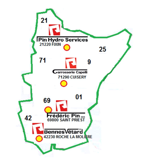 carte regionale groupe Frederic Pin